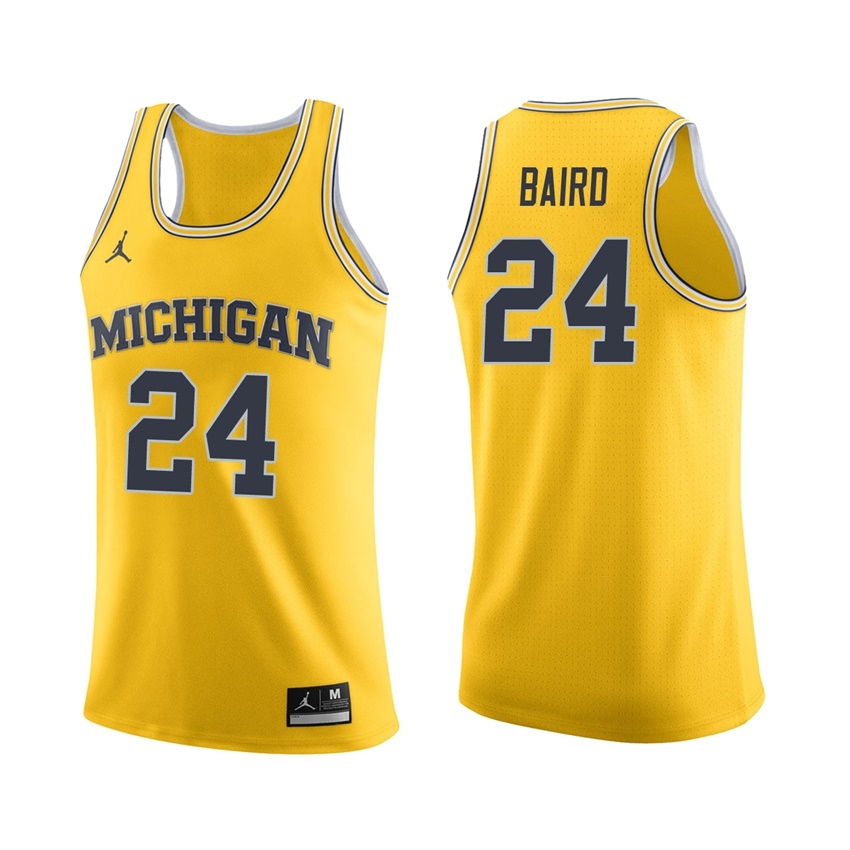 Michigan Wolverines Men's NCAA C.J. Baird #24 Maize College Basketball Jersey RNF0649WL